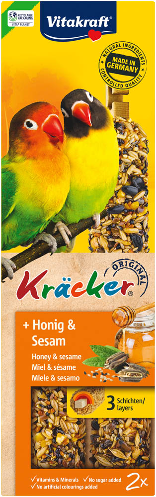 Vitakraft Kräcker Agapronis - 2 Stuks - Honing, sesam - Snacks
