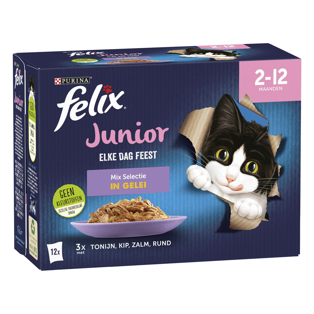 Felix Kitten - Kattenvoer - 12x85 gram - 1020 Gram - vis, vlees