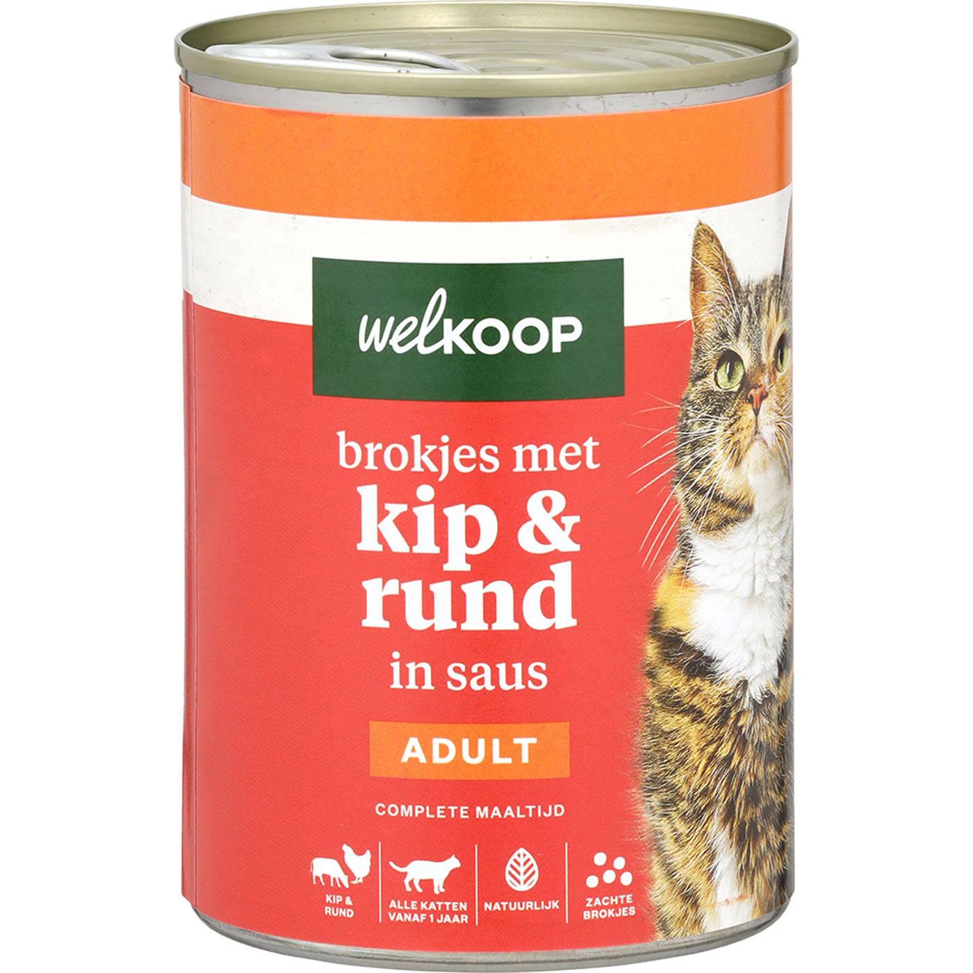 Welkoop Blik Brokjes in Saus - Kattenvoer - 400 Gram - rund