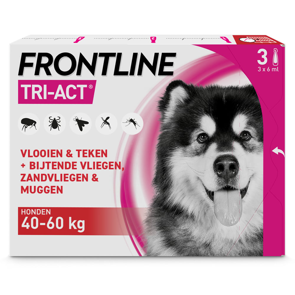 Frontline Tri-Act XL - Anti vlooien en teken Hond - 3 pipetten - 3 Stuks - XL Frontline Tri-Act XL - Anti vlooien en teken Hond - 3 pipetten - 3 Stuks - XL