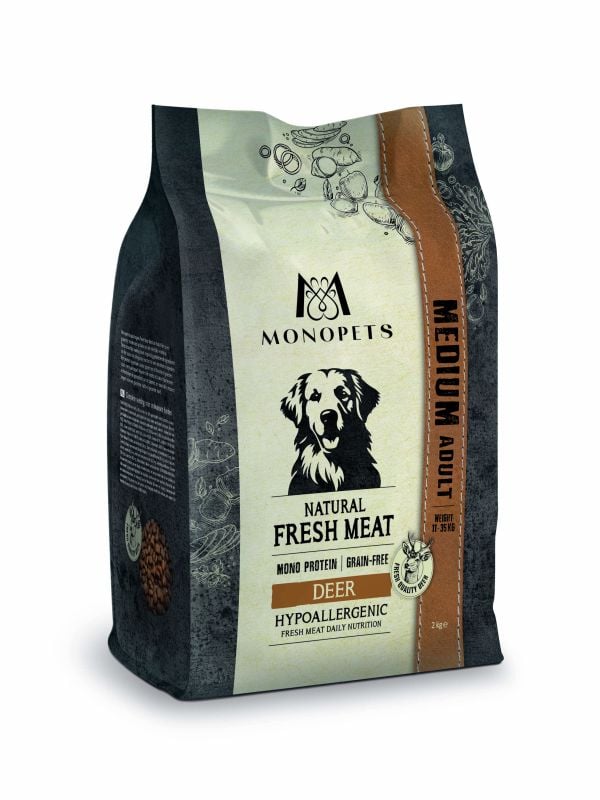 Monopets Medium Adult Hypoallergeen Monoprotein - Hondenvoer - 12 Kilogram - hert