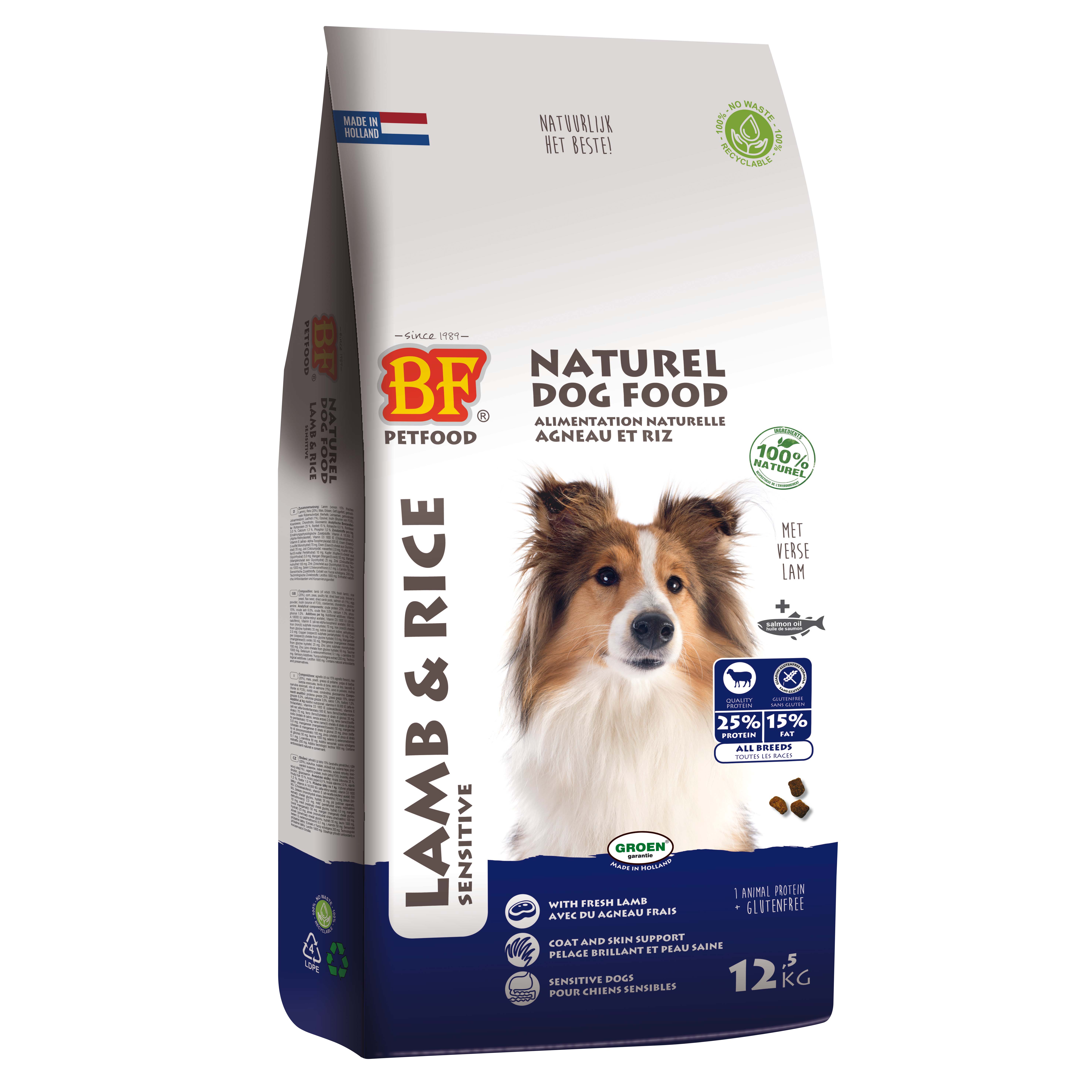 BF Petfood Lam & Rijst - Hondenvoer - 12.5 Kilogram - groente, rijst