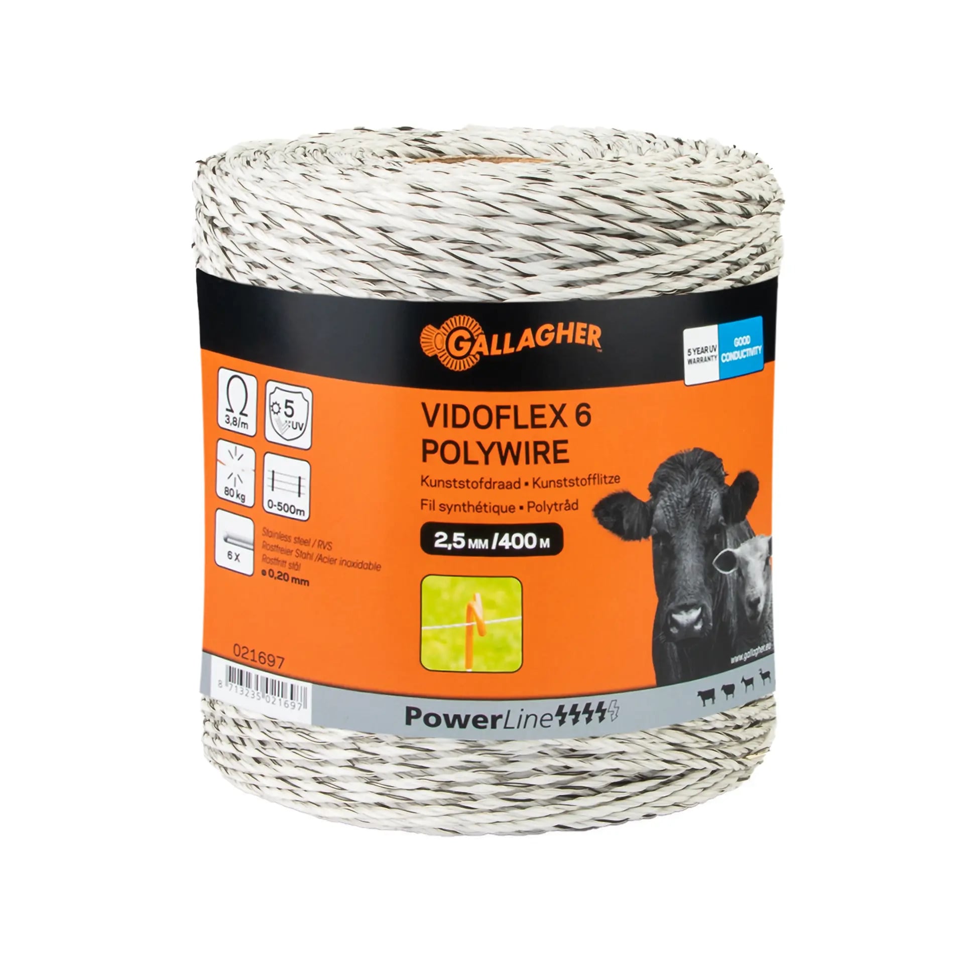 Gallagher Vidoflex 6 - 16 cm - 400 Meter - Wit - 16 cm - 40000 cm Gallagher Vidoflex 6 - 16 cm - 400 Meter - Wit - 16 cm - 40000 cm