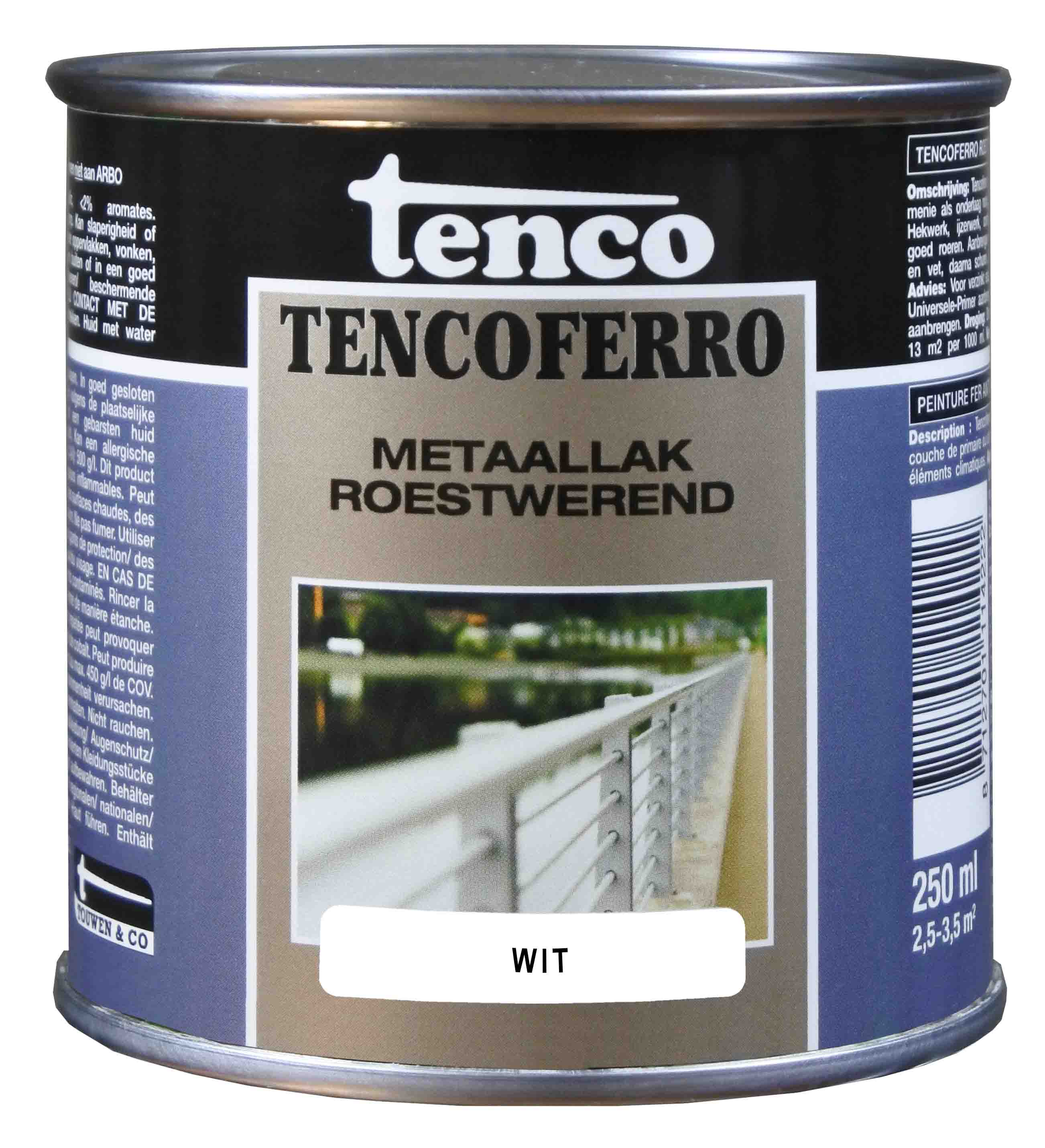 Tenco - Tencoferro - Roestwerende Ijzerverf - 250 Milliliter - Wit Tenco - Tencoferro - Roestwerende Ijzerverf - 250 Milliliter - Wit