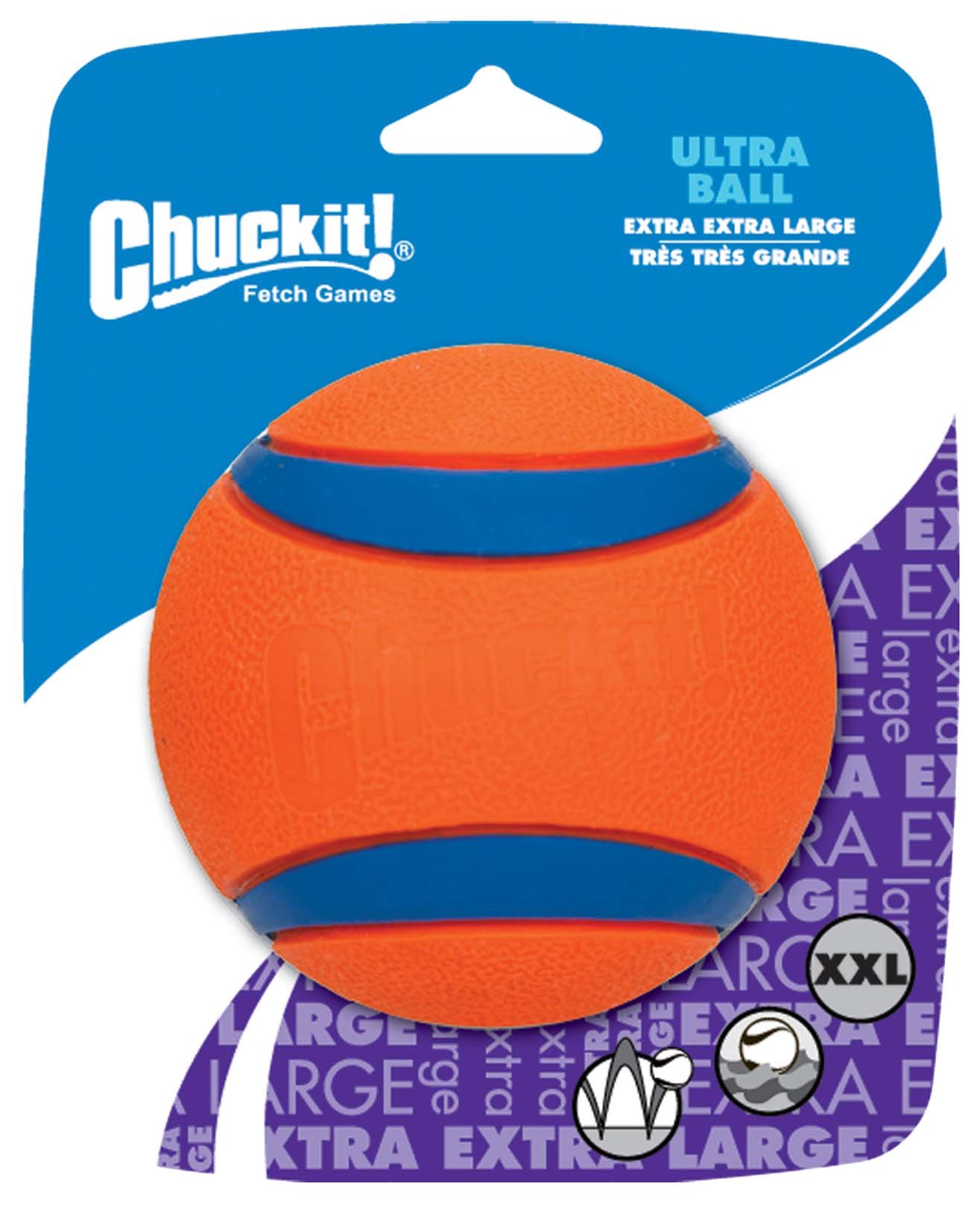Chuckit Ultra Ball - Apporteren - Hondenspeelgoed - oranje/blauw - 17x14x10.5 cm - XXL