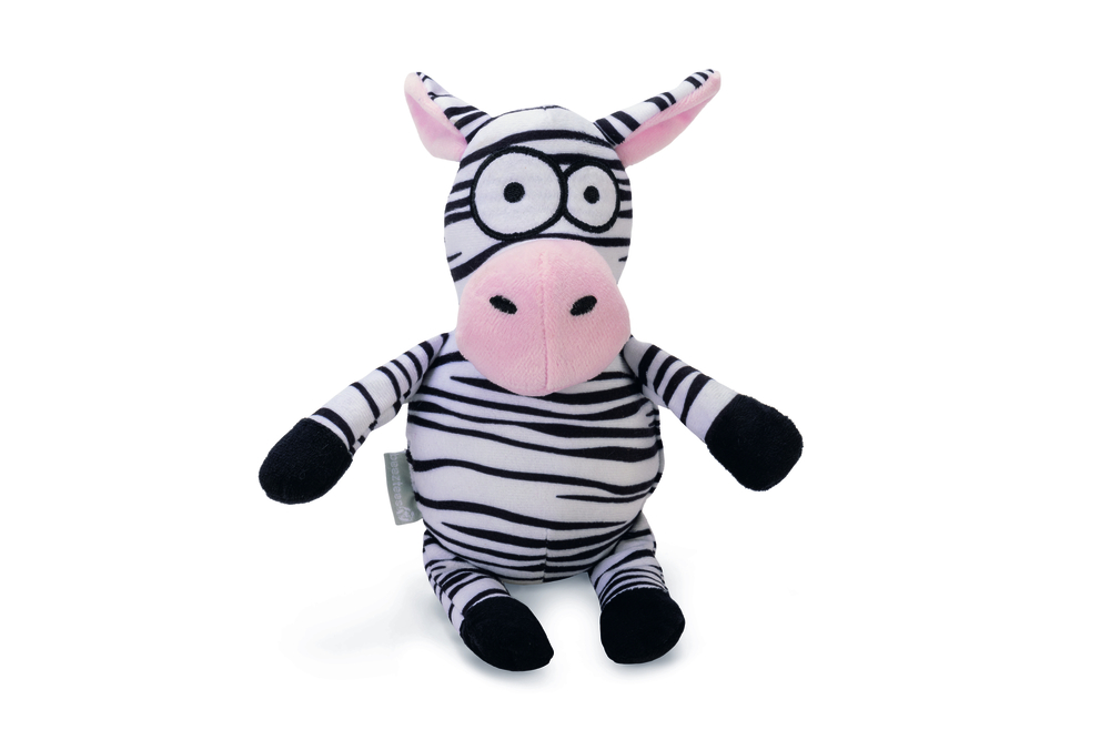 Beeztees Zebra Yip Knuffel - Hondenspeelgoed - zwart - 33x13x10 cm
