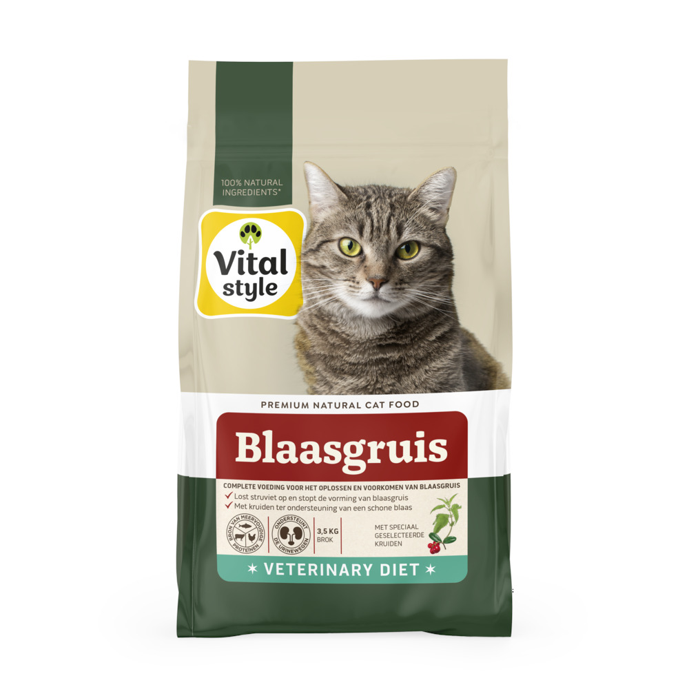 Vitalstyle Blaasgruis - Kattenvoer - 3.5 Kilogram - Kip, rund Vitalstyle Blaasgruis - Kattenvoer - 3.5 Kilogram - Kip, rund