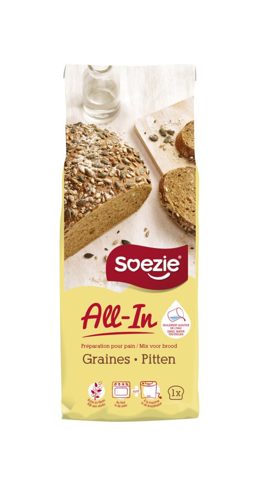 Soezie All-in-mix Brood met pitten - Broodmeel - 0.5 Kilogram
