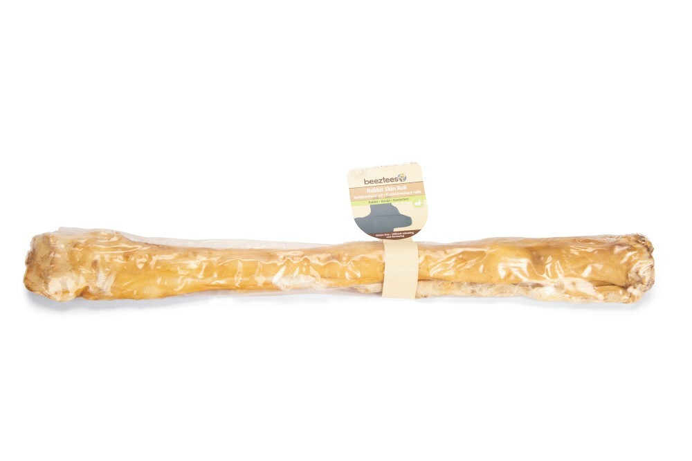 Beeztees Konijnenhuid rol met haar - Hondensnack - konijn