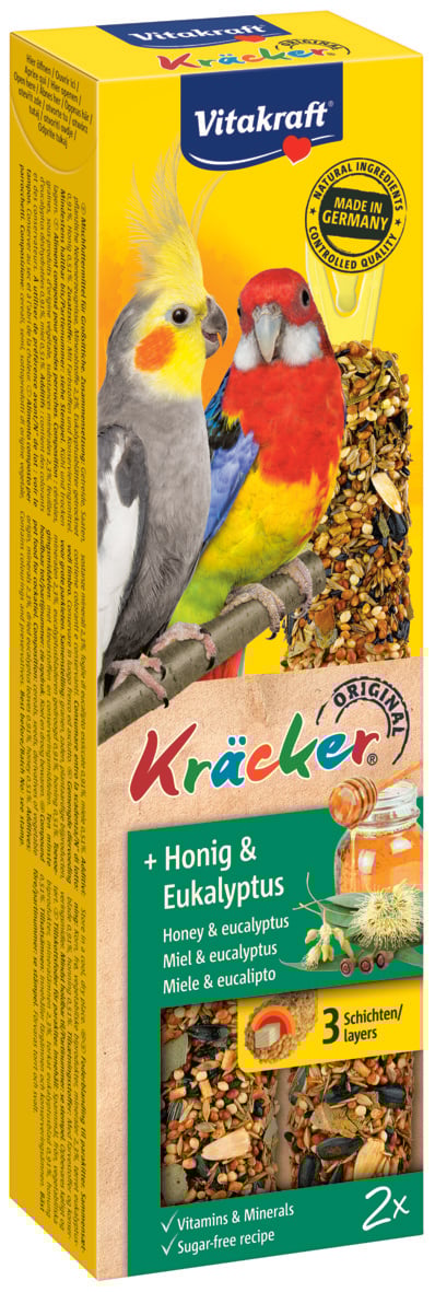 Vitakraft Kräcker Valkparkiet - 2 Stuks - Honing - Snacks|Cracker Vitakraft Kräcker Valkparkiet - 2 Stuks - Honing - Snacks|Cracker
