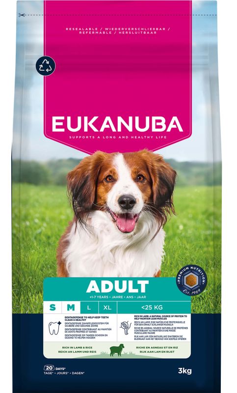 Eukanuba Adult Small/Medium  - Hondenvoer - 3 Kilogram - lam