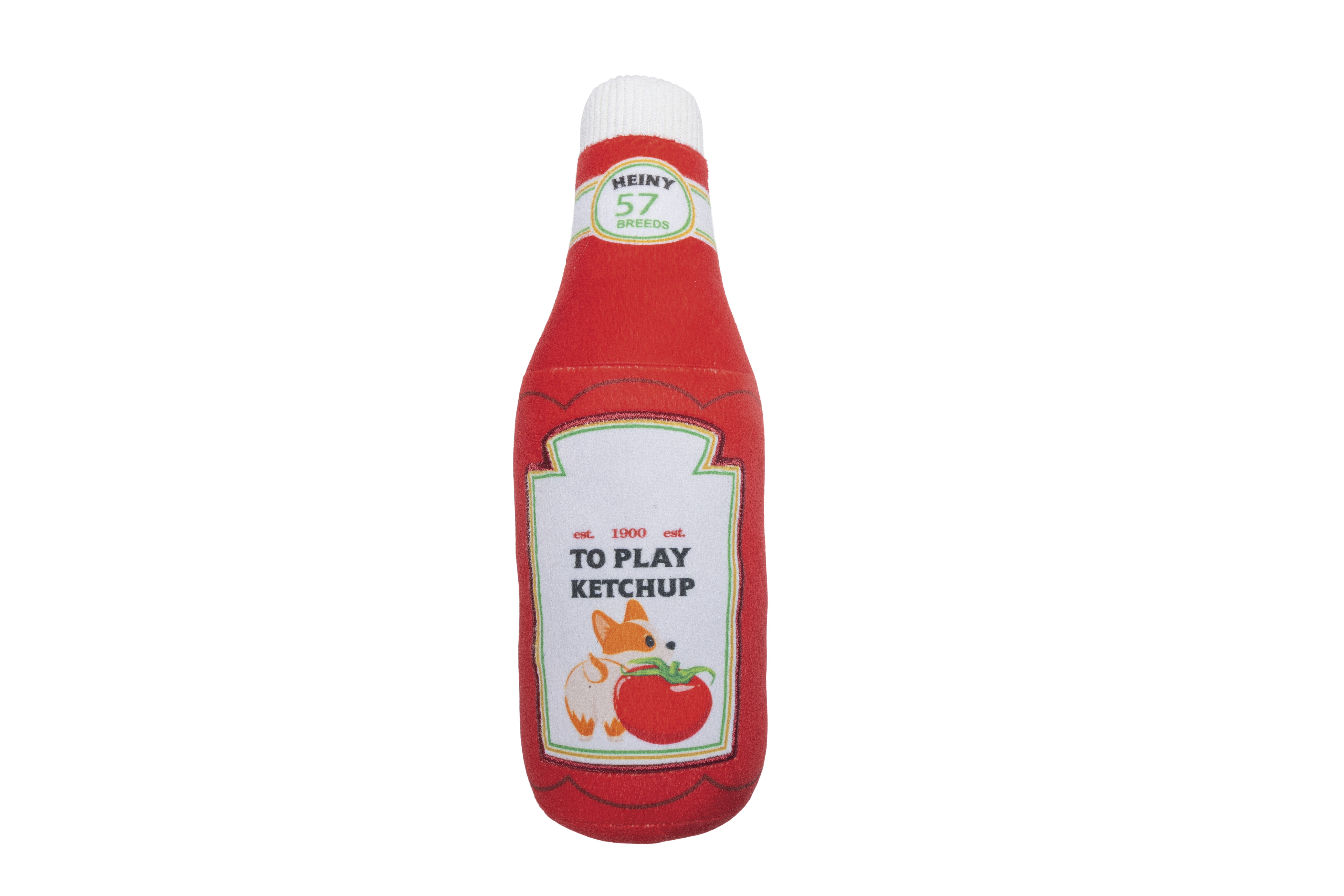 Beeztees Pluche Ketchup Knuffel - Hondenspeelgoed - Rood - 9x30x9 cm