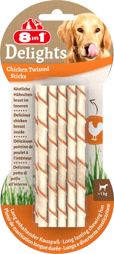 8in1 Delights Twisted sticks - Hondensnack - 10 Stuks - Kip 8in1 Delights Twisted sticks - Hondensnack - 10 Stuks - Kip