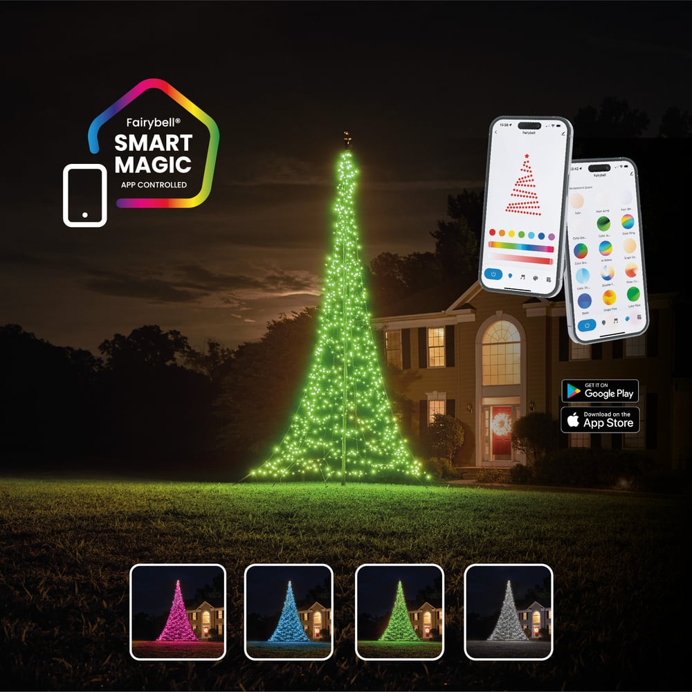 Fairybell Smart Magic - Vlaggenmast kerstboom - 864 - Multicolor - 400 cm