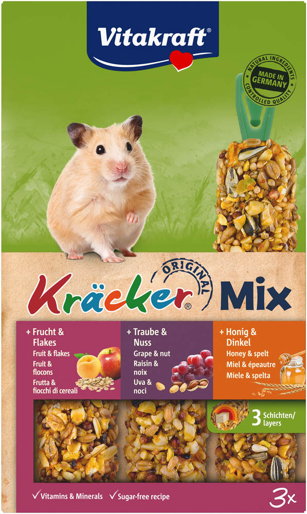 Vitacraft Kräcker Mix - Hamstersnack - 3 Stuks - honing, noten, druif