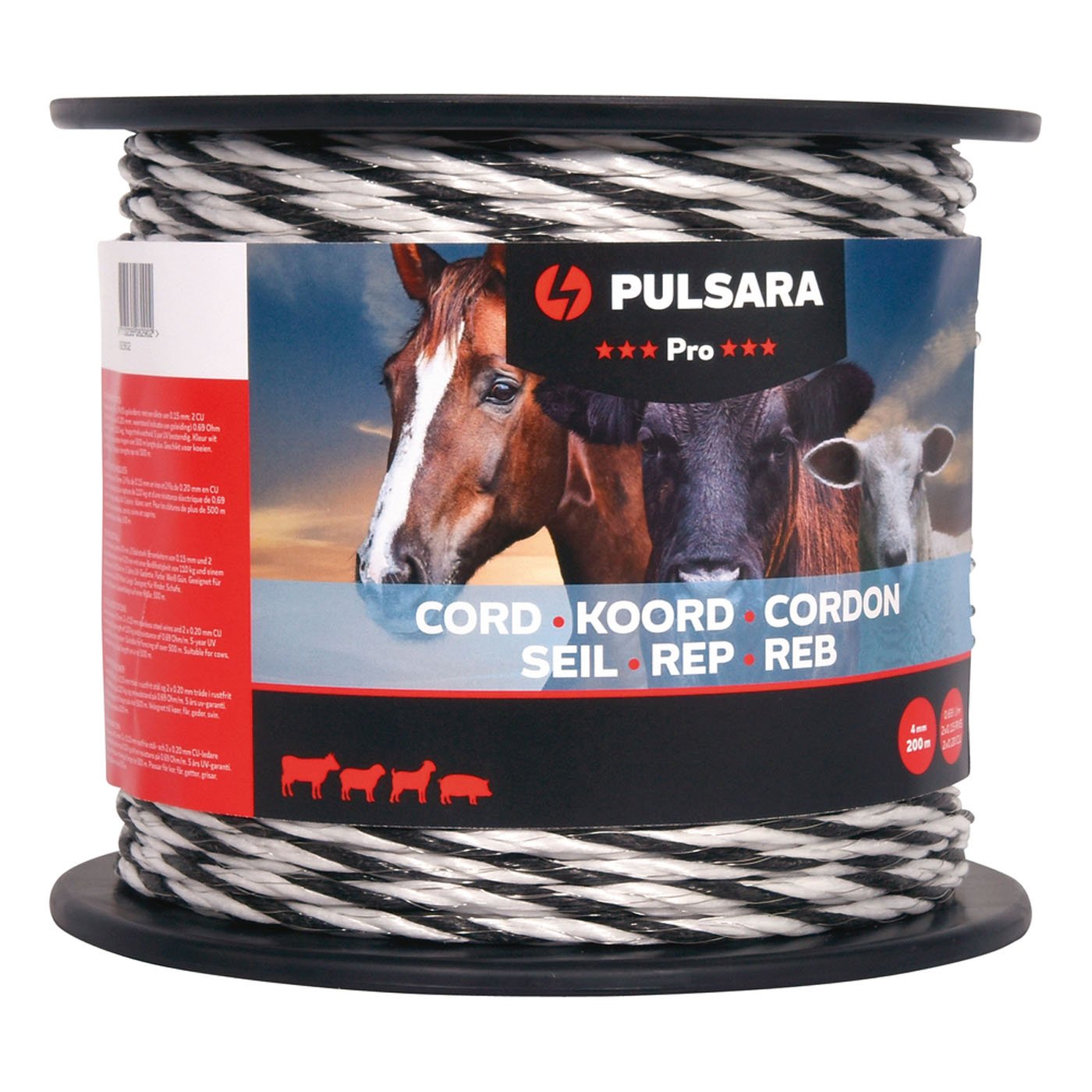Pulsara Pro 4mm - Schrikkoord - 16 cm - 200 Meter - Wit - 13 cm - 20000 cm