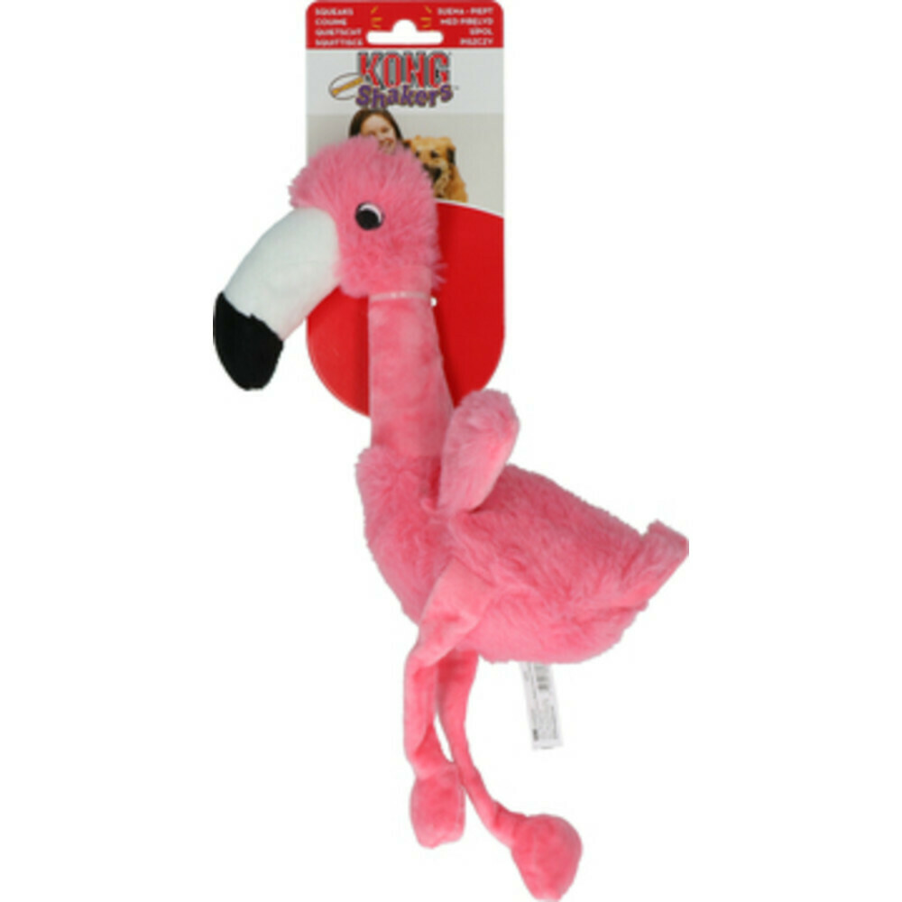 Kong Shakers Honkers Flamingo Knuffel - Hondenspeelgoed - Roze - 12x32x16 cm - S