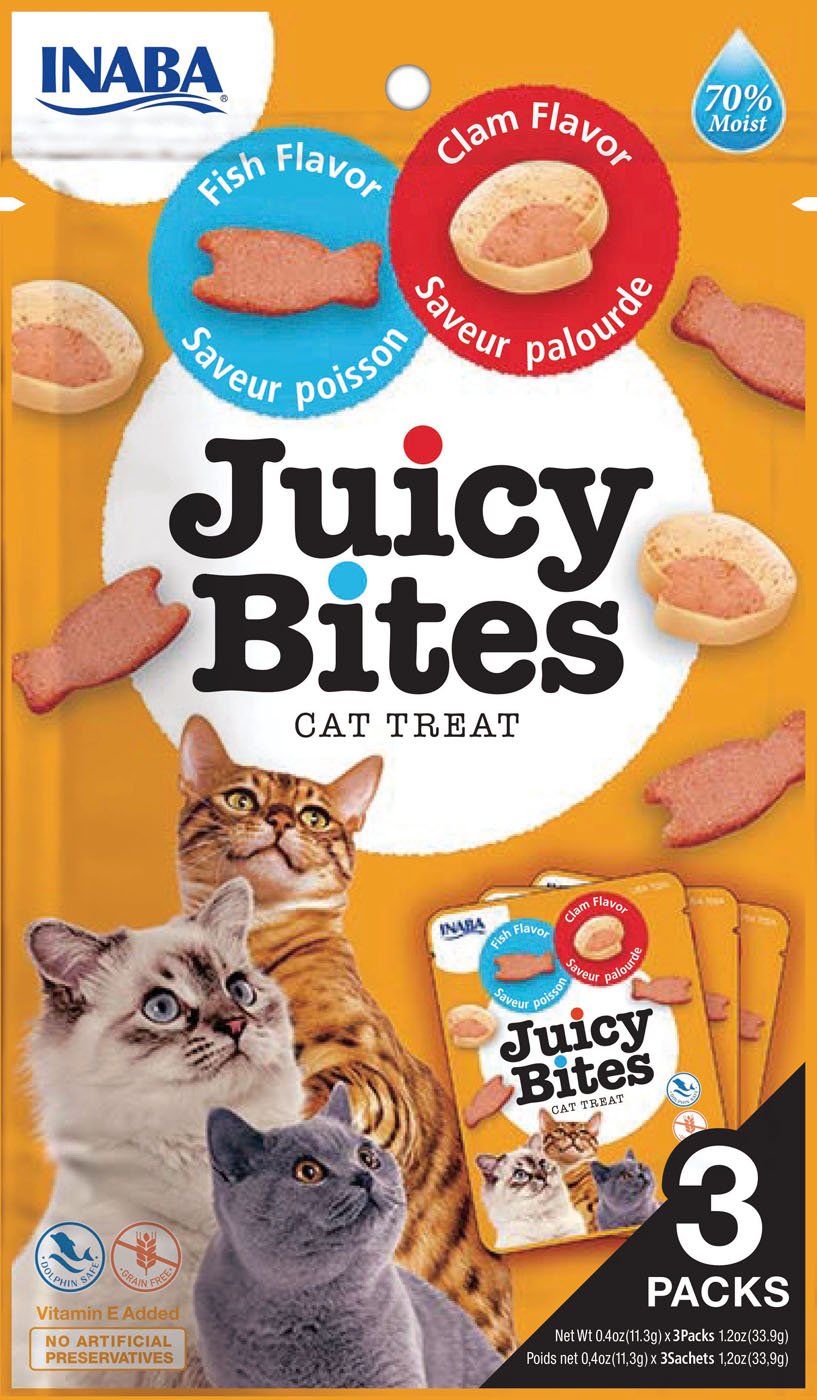 Inaba Juicy Bites - Kattensnack - 34 Gram - mossel, vis