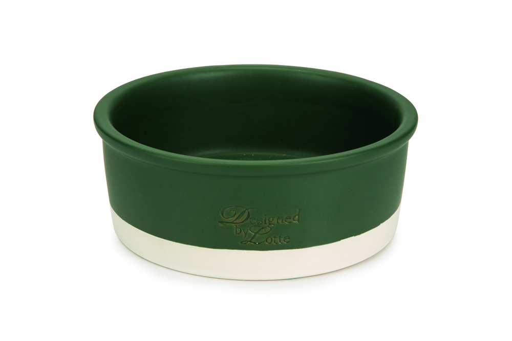 Designed by Lotte Keramiek Joa - Voer en drinkbak - Groen - 20 cm