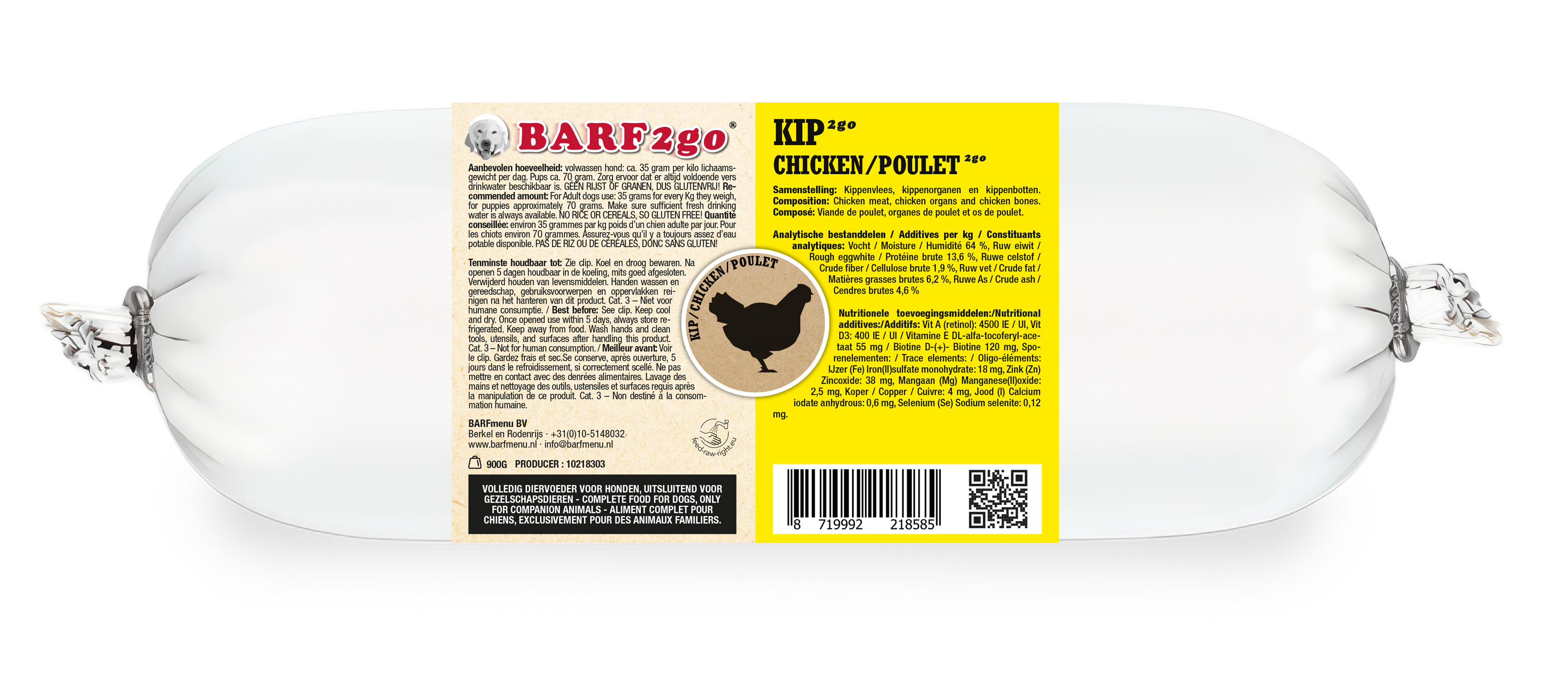 BARFmenu Worst - Hondenvoer - Kip BARFmenu Worst - Hondenvoer - Kip