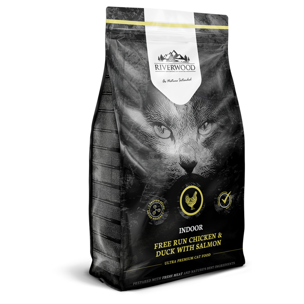 Riverwood Indoor - Kattenvoer - 2 Kilogram - eend, zalm, kip Riverwood Indoor - Kattenvoer - 2 Kilogram - eend, zalm, kip