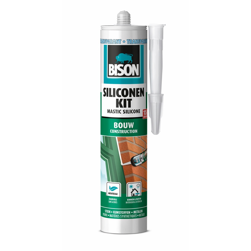 Bison Siliconenkit Bouw - 300 Milliliter - transparant Bison Siliconenkit Bouw - 300 Milliliter - transparant