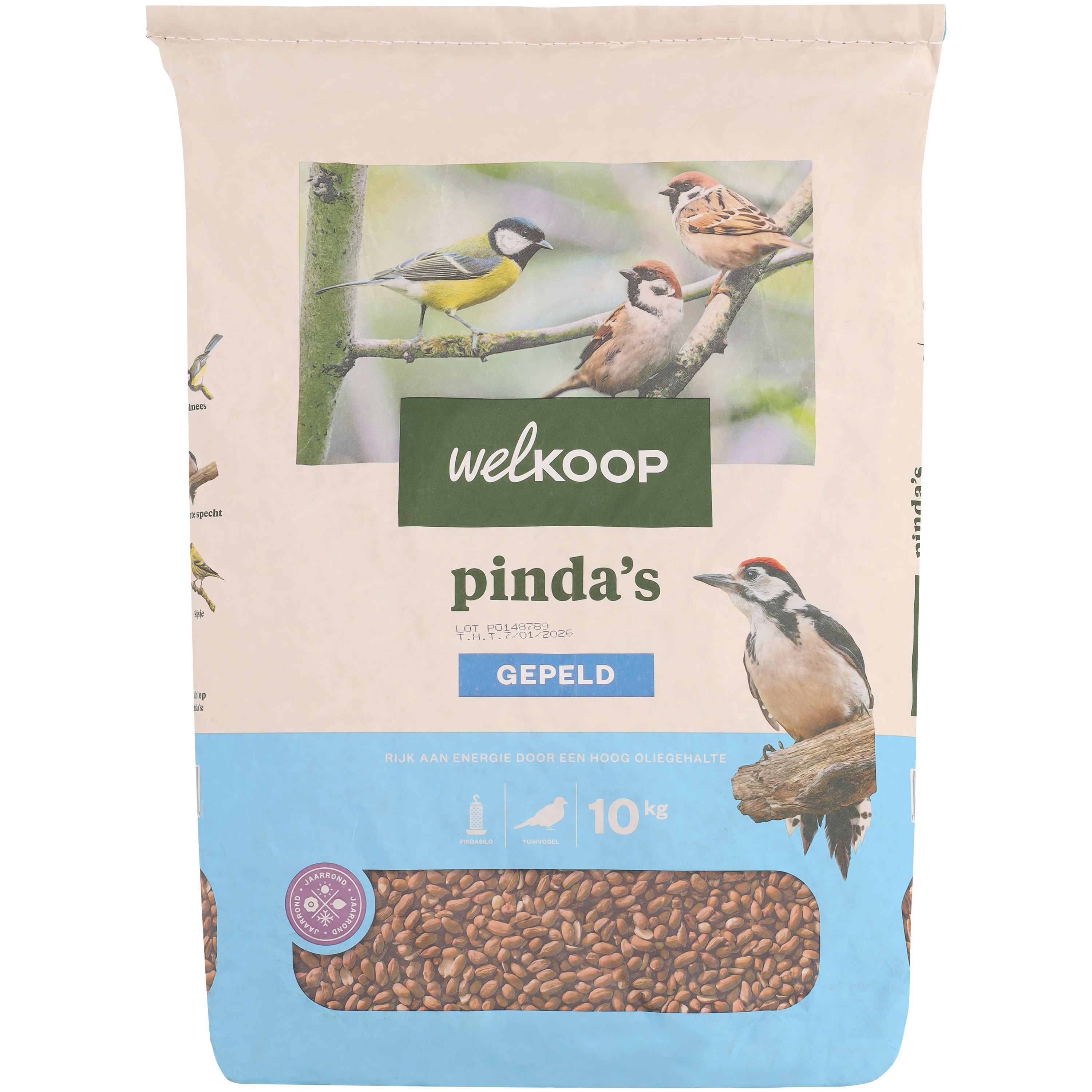 Welkoop Gepelde Pinda's - Tuinvogelvoer - 10 Kilogram - Gepelde pinda