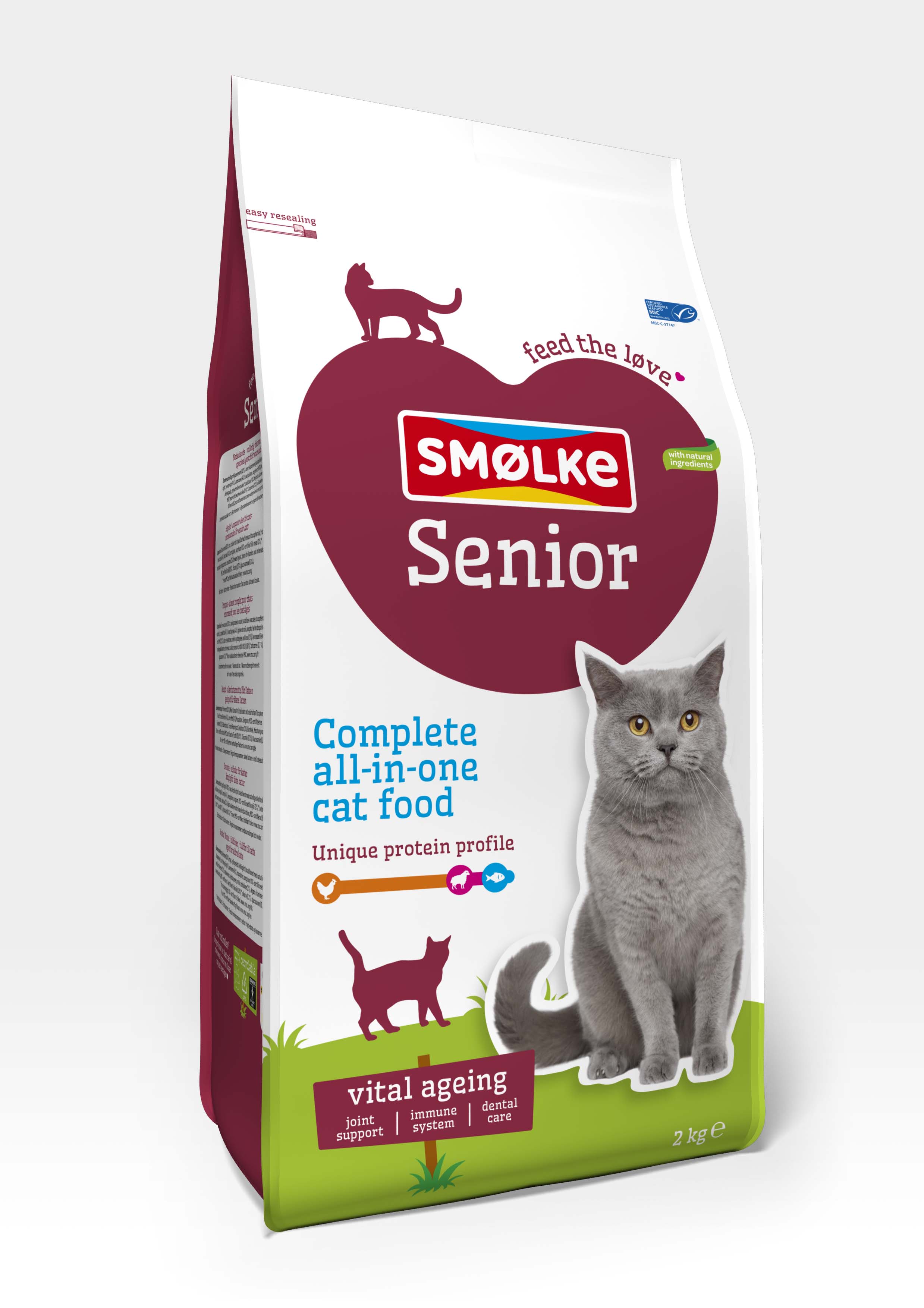 Smölke Senior - Kattenvoer - 2 Kilogram - vis, lam, kip