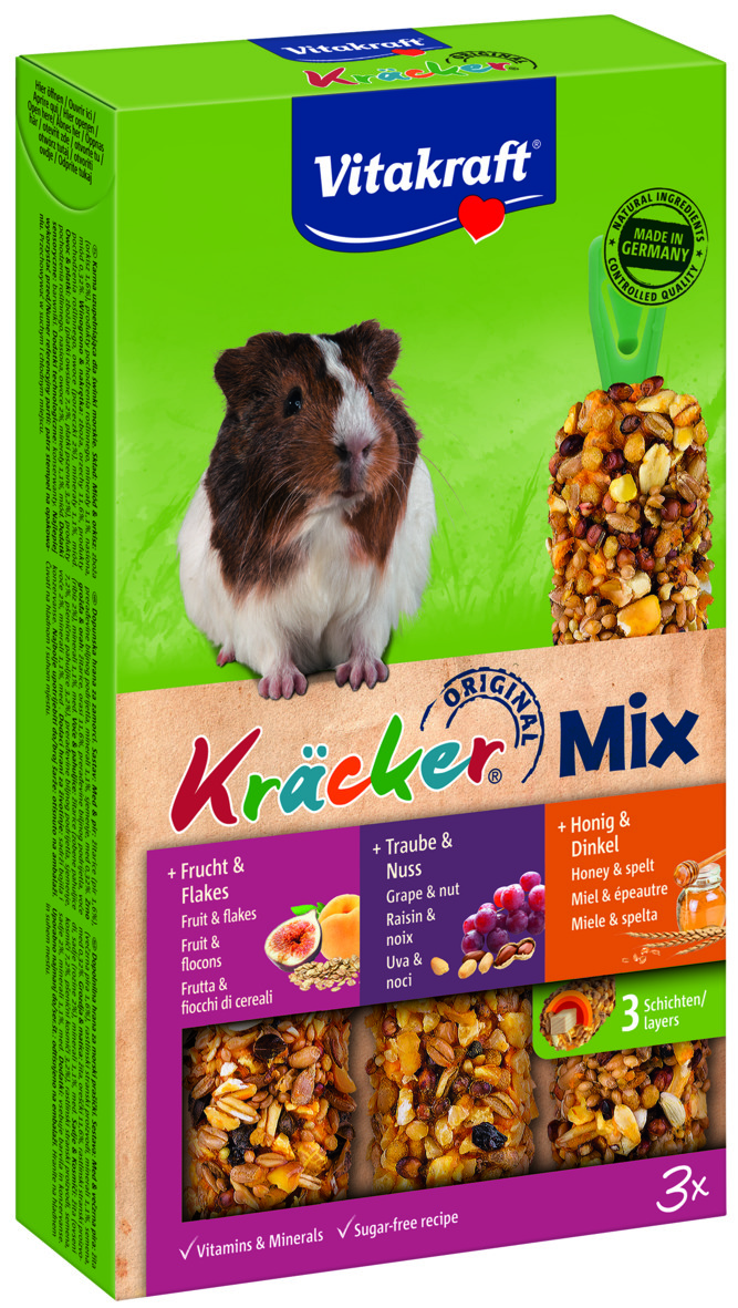 Vitacraft Kräcker Mix - Caviasnack - 3 Stuks - vruchten, noten, honing Vitacraft Kräcker Mix - Caviasnack - 3 Stuks - vruchten, noten, honing