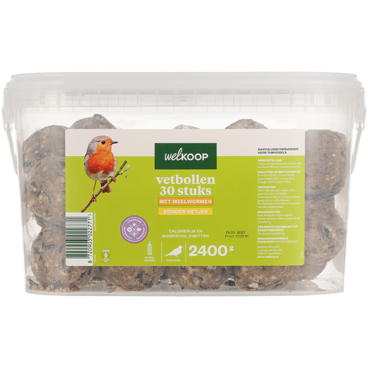 Welkoop - Vetbollen - zonder netje - Tuinvogelvoer - 30 Stuks - Meelworm