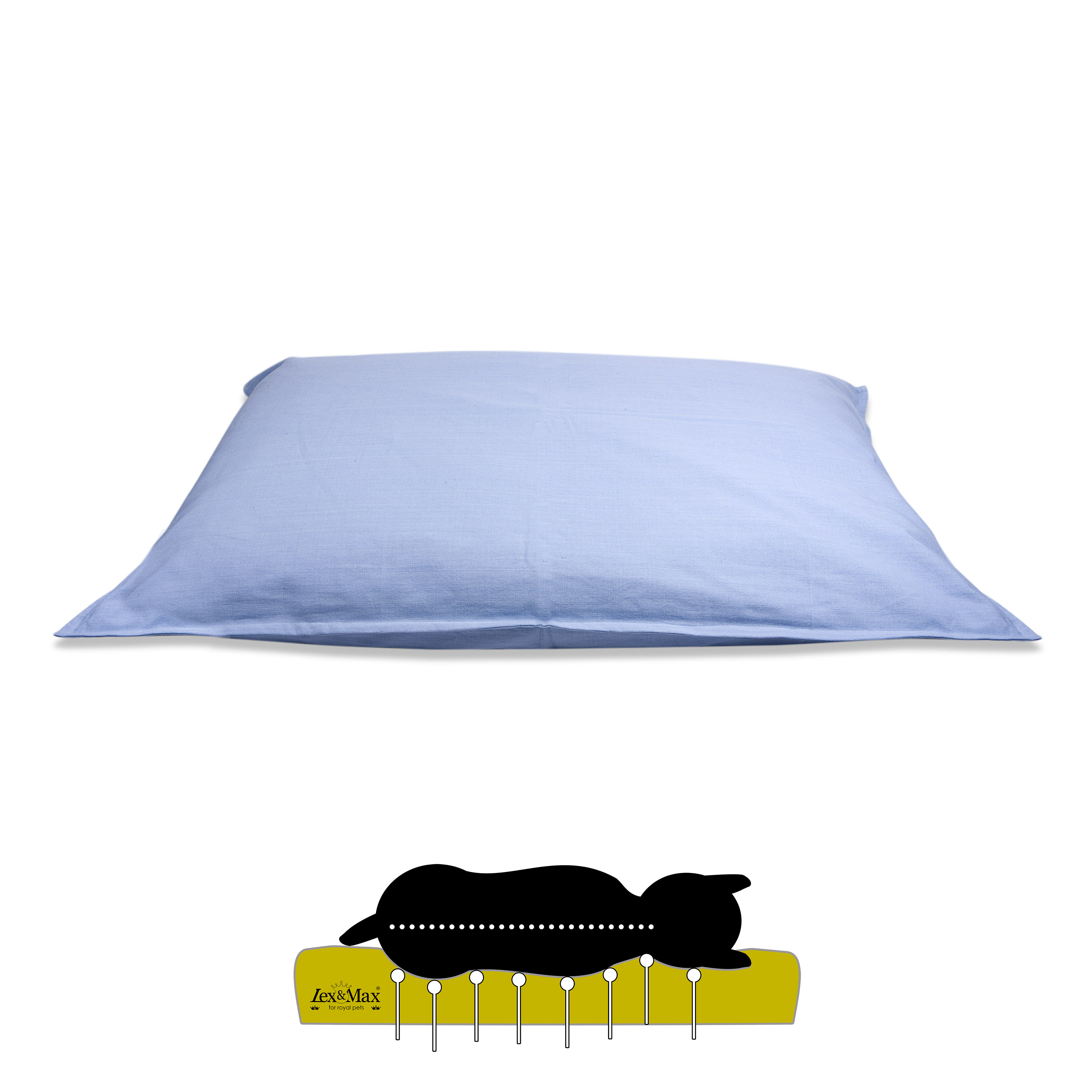 Lex & Max Tivoli - Orthopedisch Hondenkussen - Blauw - 70x100x16 cm - L