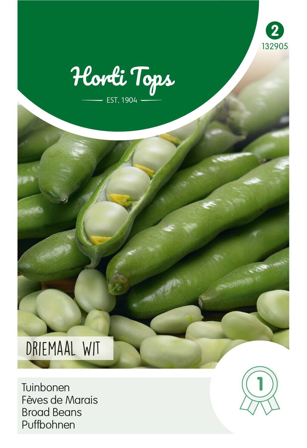Hortitops Tuinboon driemaal wit Vicia faba - Groentezaden - 20 Gram