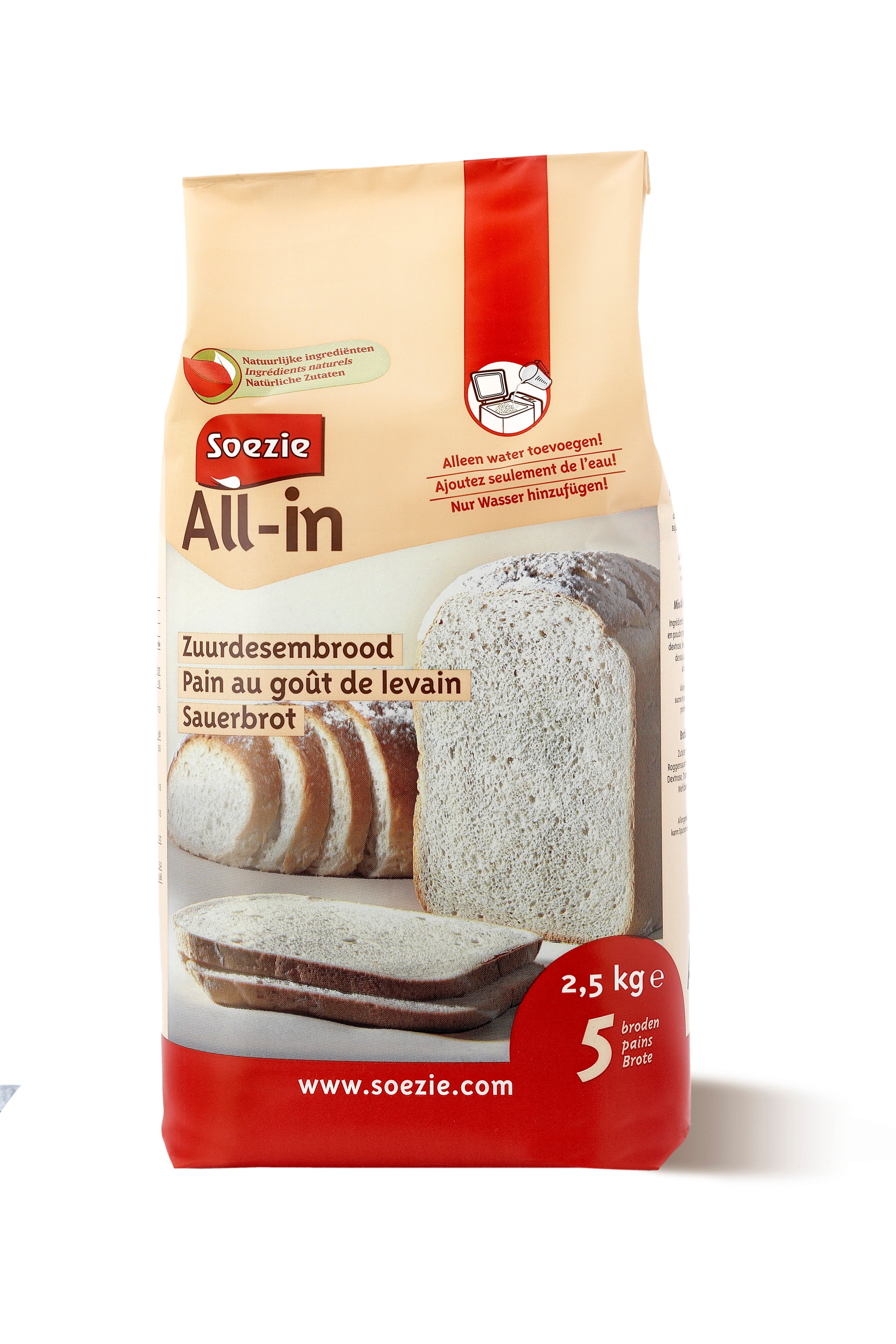 Soezie All-in-mix Zuurdesembrood - Broodmeel - 2.5 Kilogram