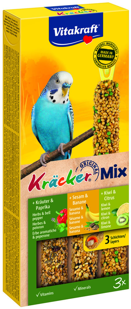 Vitakraft Combikracker 3 in 1 Parkiet - 3 Stuks - Ei, honing, abrikoos - Snacks Vitakraft Combikracker 3 in 1 Parkiet - 3 Stuks - Ei, honing, abrikoos - Snacks