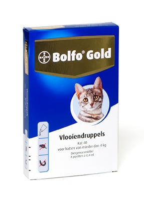 Bolfo Gold 40 Kat ( tot 4 kg ) - Vlooienmiddel - Pipet - 4 Stuks - M