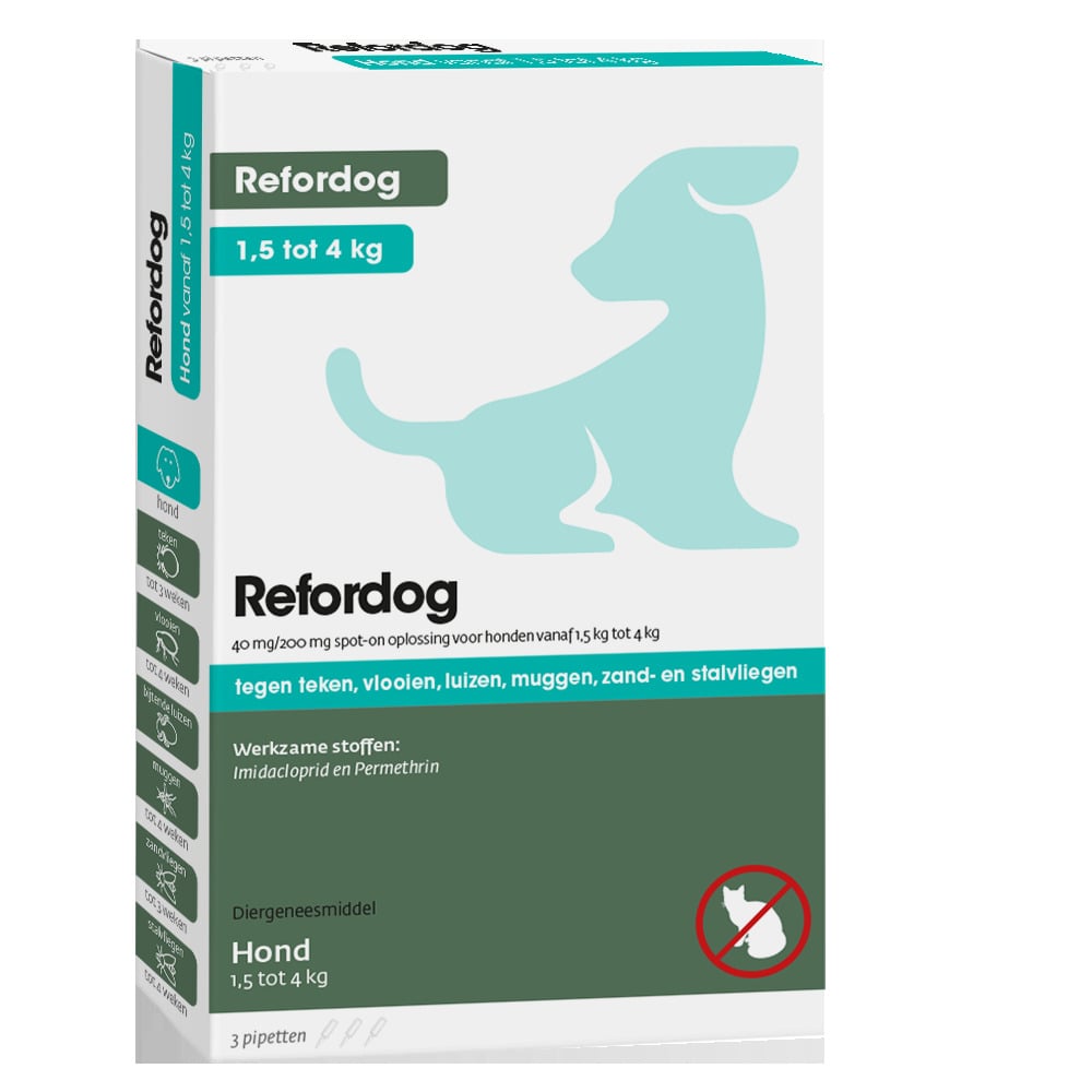 Refordog Spot - On - Pipetten - Anti vlooien en teken Hond - 3 pipetten - 3 Stuks