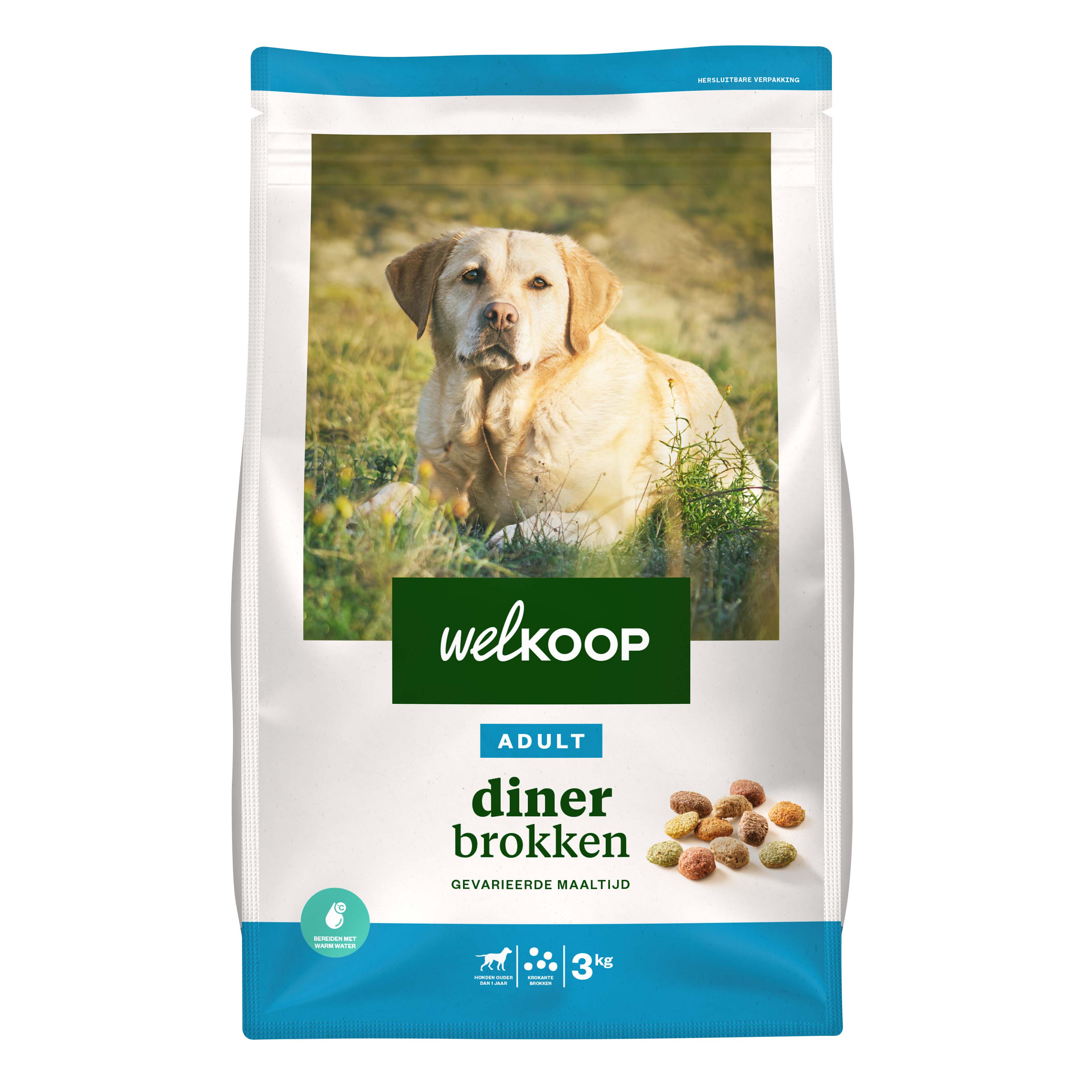 Welkoop Adult Diner brokken - Hondenvoer - 3 Kilogram - rund, gevogelte