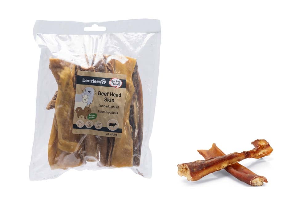 Beeztees Runderkophuid - Hondensnack - 10 Stuks - rund - S