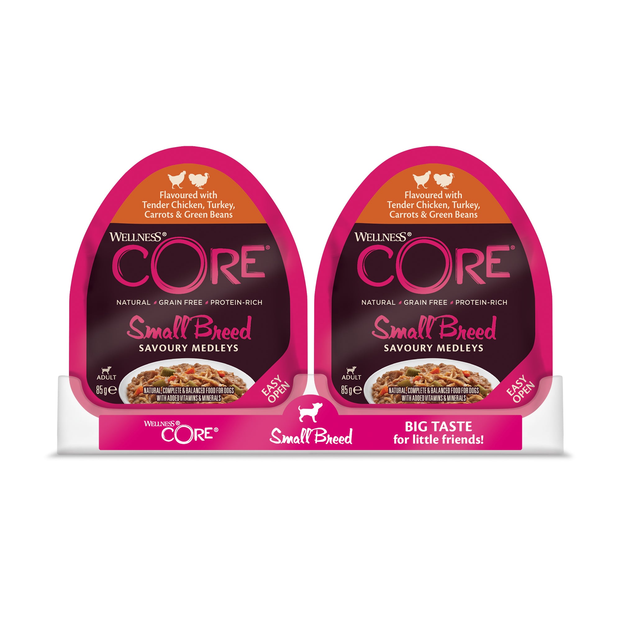 Wellness CORE Small-Breed Savoury Medleys  - Hondenvoer - 85 Gram - kalkoen, kip