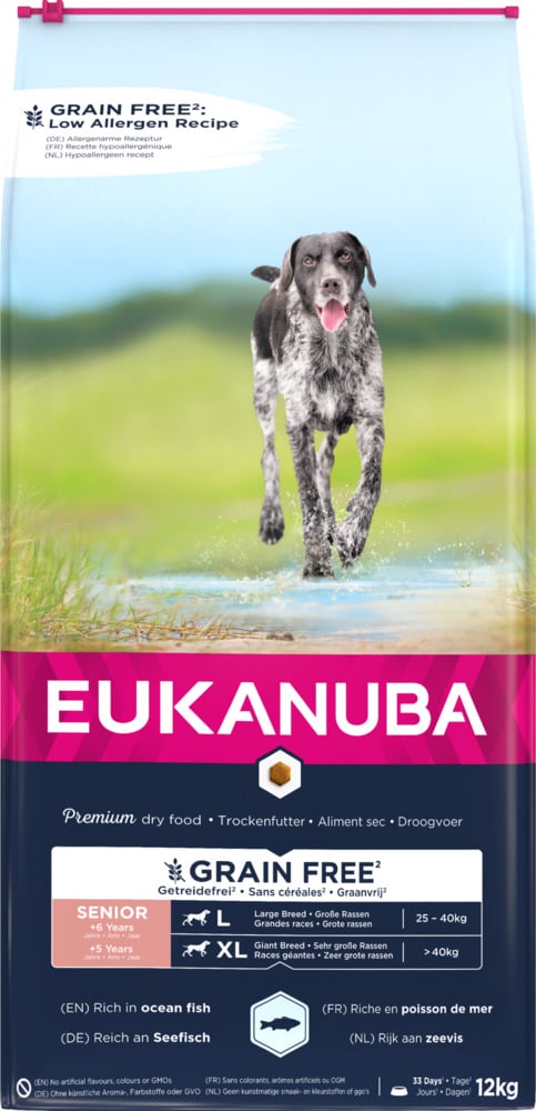 Eukanuba Graanvrij Senior Large - Hondenvoer - 12 Kilogram - vis