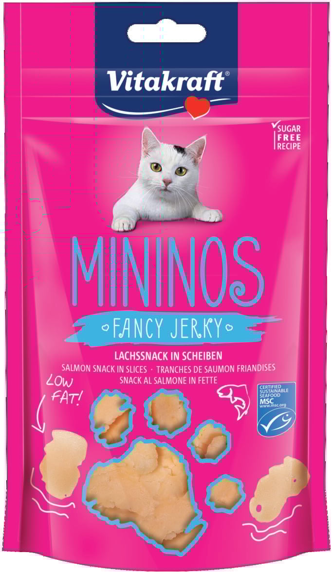 Vitakraft Mininos Fancy Jerky - Kattensnack - 40 Gram - zalm Vitakraft Mininos Fancy Jerky - Kattensnack - 40 Gram - zalm