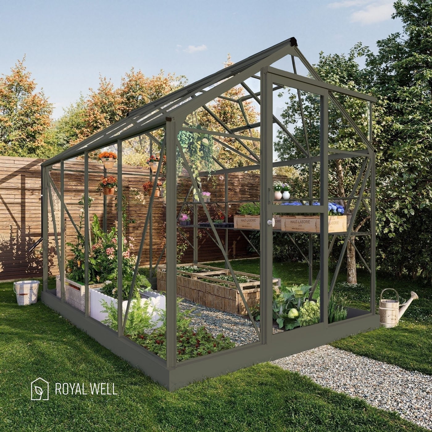 Royal Well Mary II - Tuinkas - Groengrijs - 241x212x291 cm - Veiligheidsglas