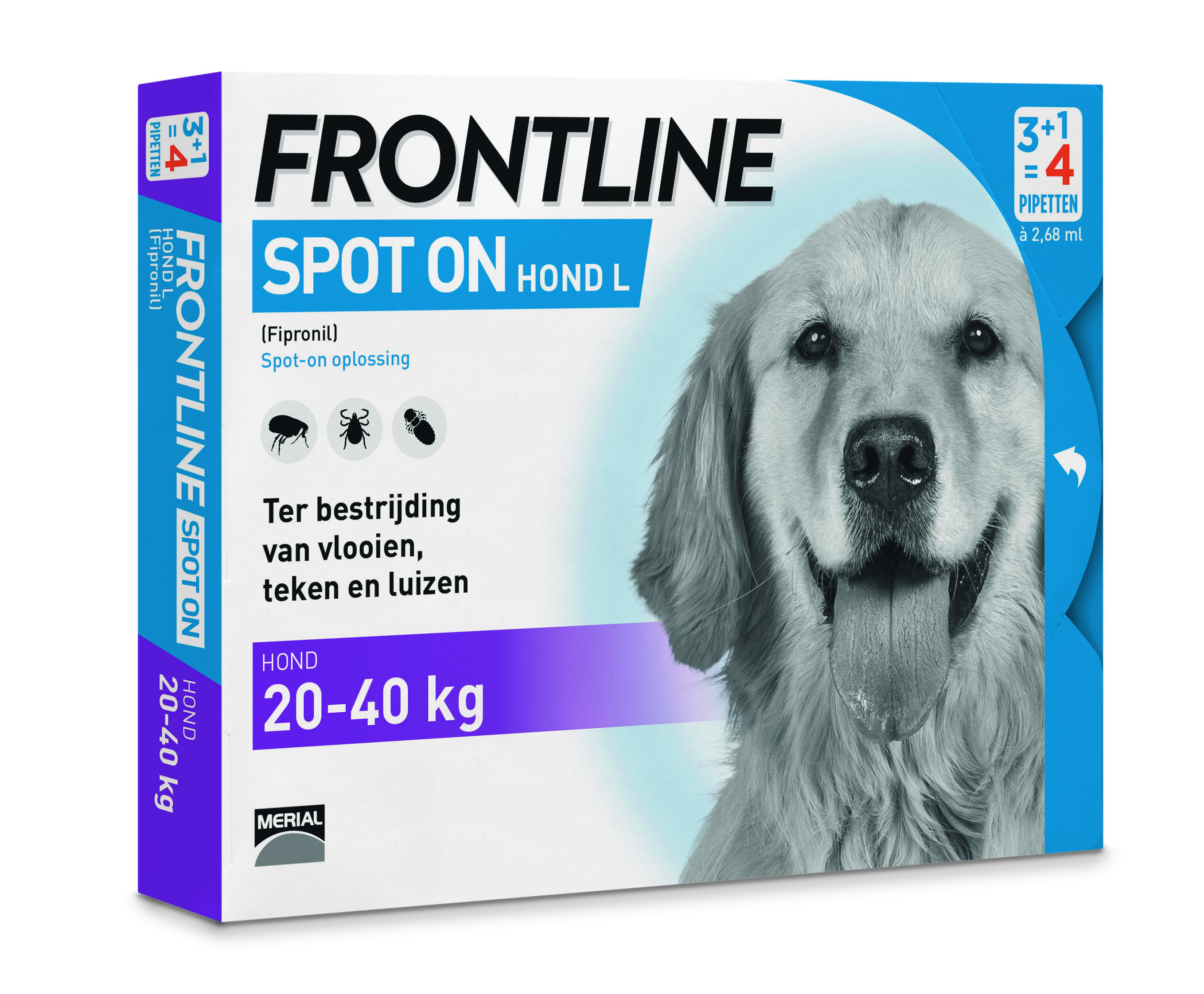 Frontline Spot On - Pipet - Anti vlooien en teken Hond - 4 pipetten - 4 Stuks - L