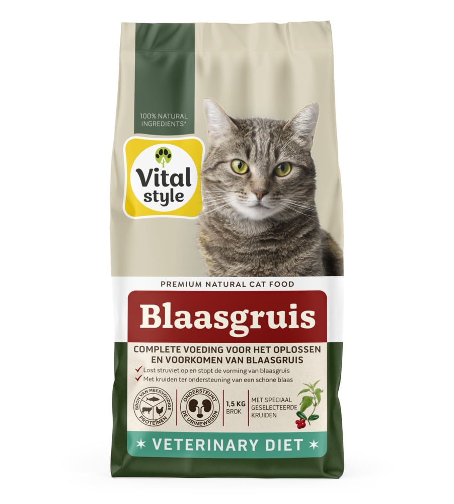 Vitalstyle Blaasgruis - Kattenvoer - 1.5 Kilogram - Kip, rund