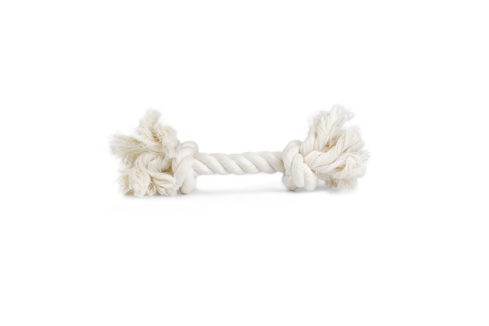 Beeztees Flossy Toy - Flostouw - 2 knopen - Hondenspeelgoed - wit - 22x26x6.5 cm - L
