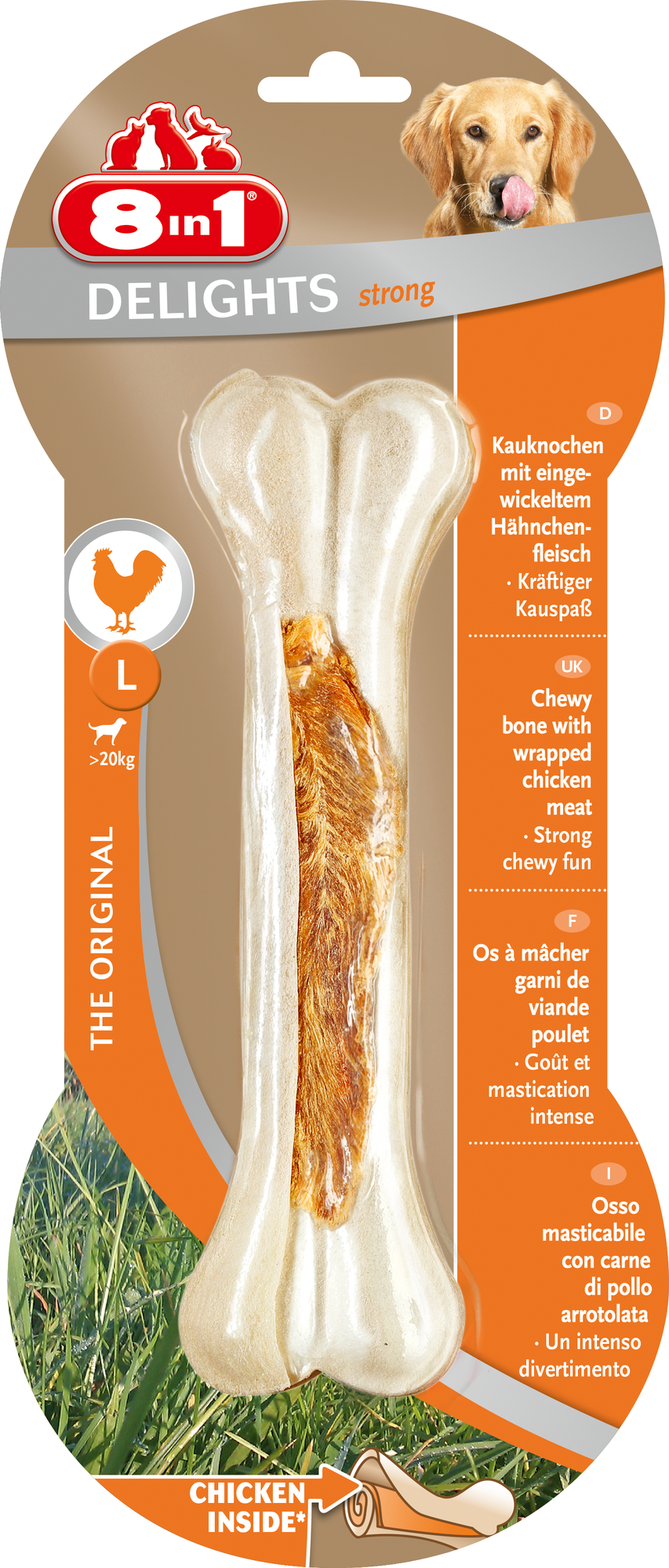 8in1 Delights Stronge bone - Hondensnack - Kip - L