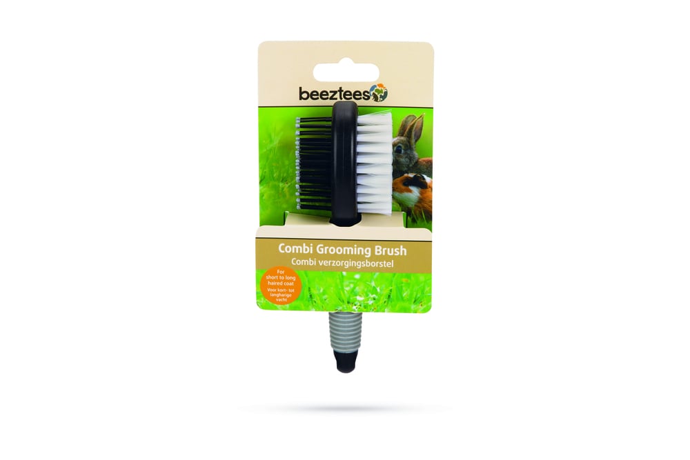 Beeztees Combi - Verzorgingsborstel - Zwart/grijs - 16.5x9x2.5 cm
