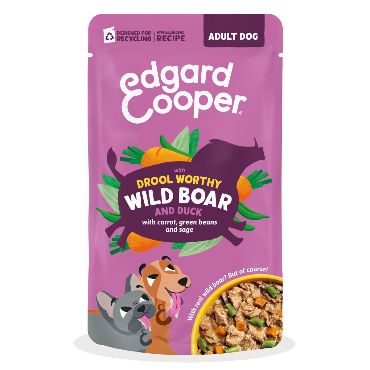 Edgard & Cooper Adult Pouch - Hondenvoer - 150 Gram - wild zwijn|eend Edgard & Cooper Adult Pouch - Hondenvoer - 150 Gram - wild zwijn|eend