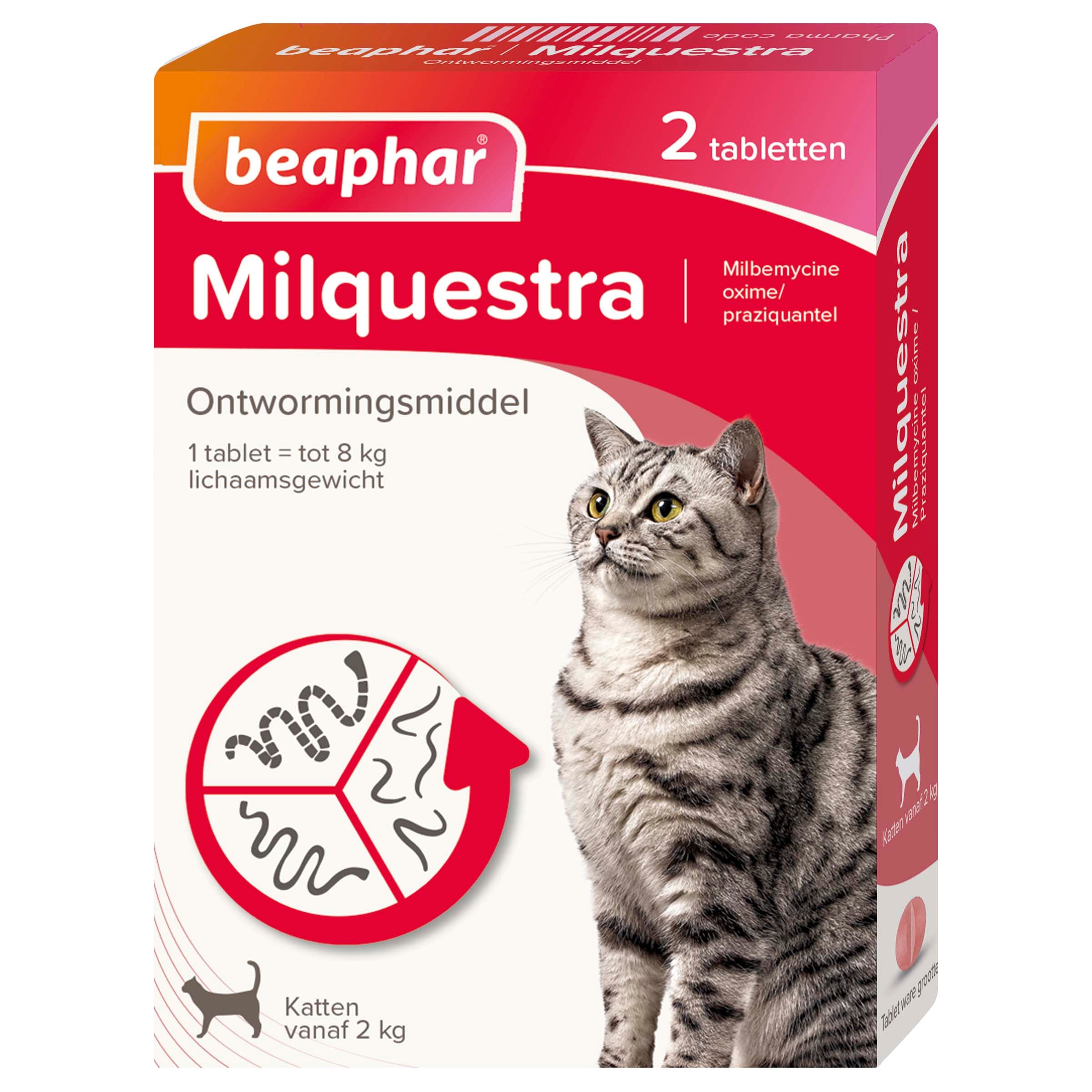 Beaphar Milquestra Tabletten - Ontwormen Kat - 2 Stuks - M