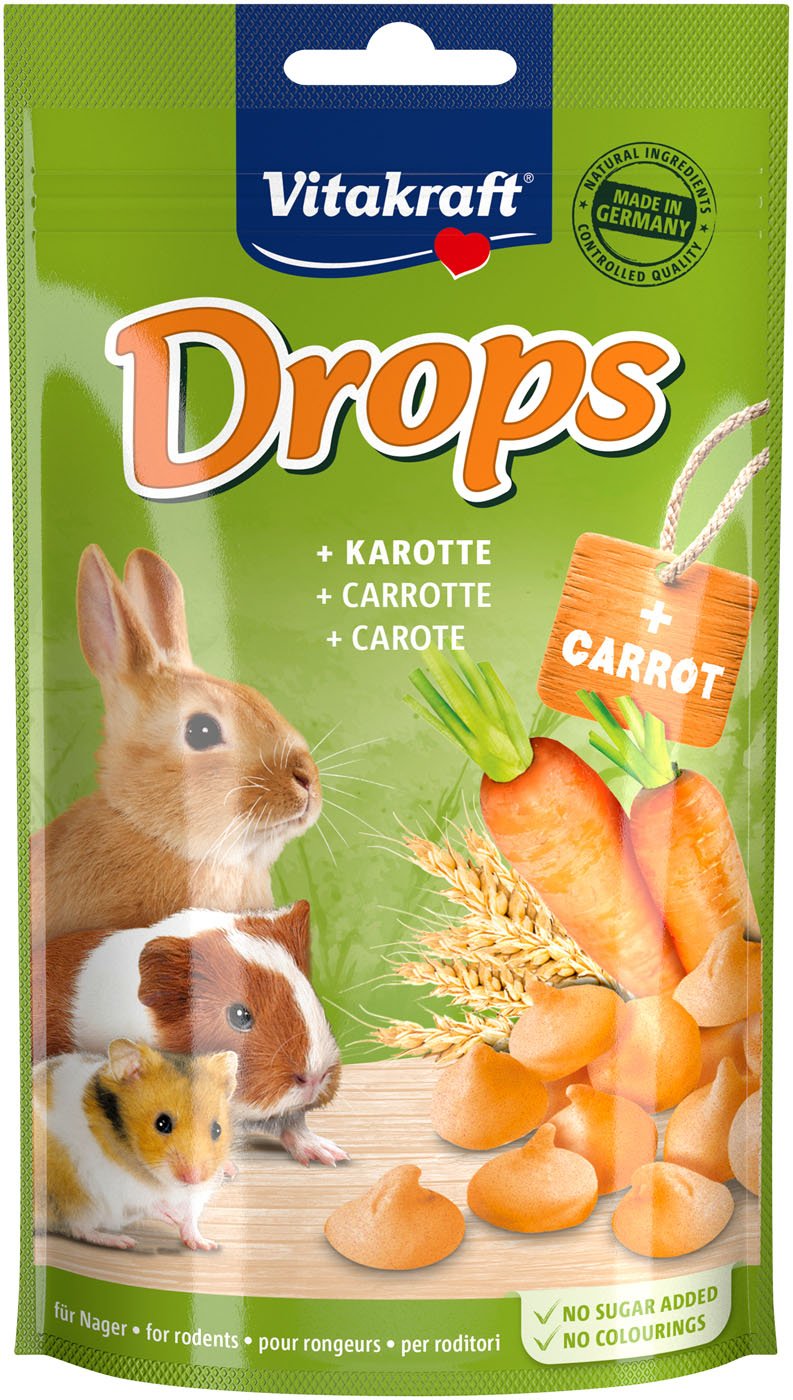 Vitakraft Drops - Konijn- en knaagdierensnack - 75 Gram - wortel